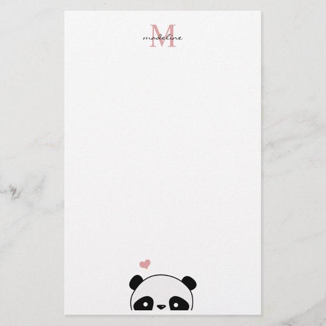 Papeterie Joli Panda Blush Pink Monogramme Script (Devant)