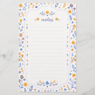 Papeterie Joli papier à lettres floral bleu orange
