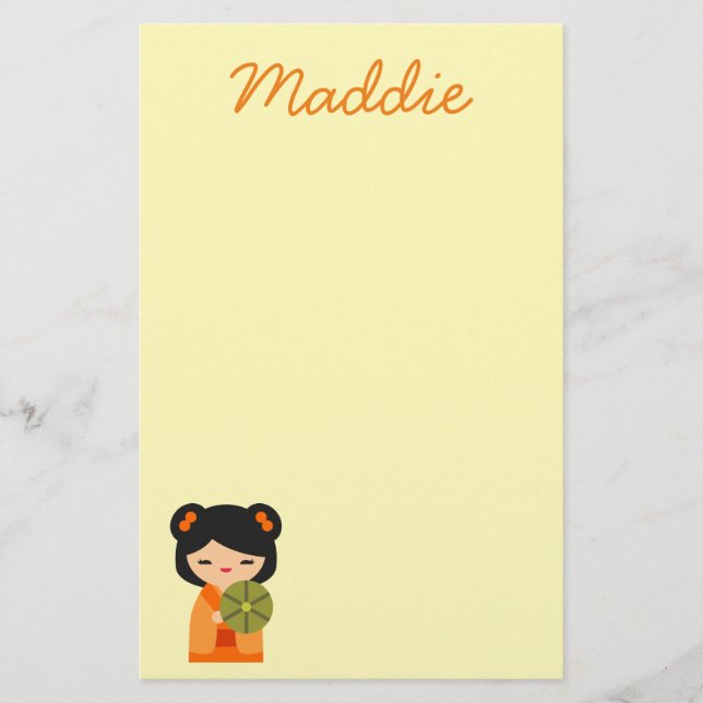 Papeterie Jolies poupées japonaises Kokeshi orange (Devant)