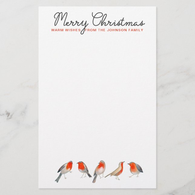 Papeterie Jolis oiseaux rouges et gris de Robin Noël Vacance (Devant)
