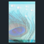 Papeterie Joyaux Turquoises Chic Peacock<br><div class="desc">Des plumes de paon et des bijoux sont présentés sur cette papeterie de créateur bleu turquoise.</div>