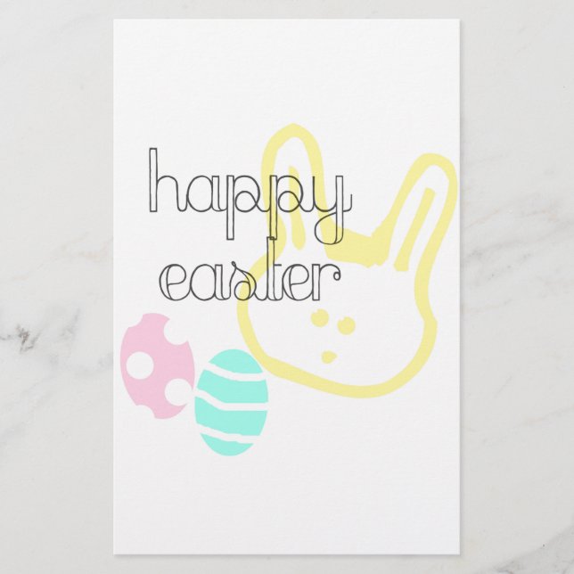 Papeterie joyeuses pâques oeufs pastel lapin (Devant)