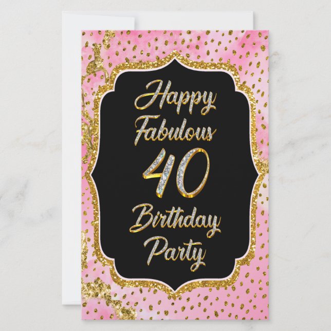 Papeterie Joyeux Fabuleux 40e anniversaire Invitation Party (Devant)