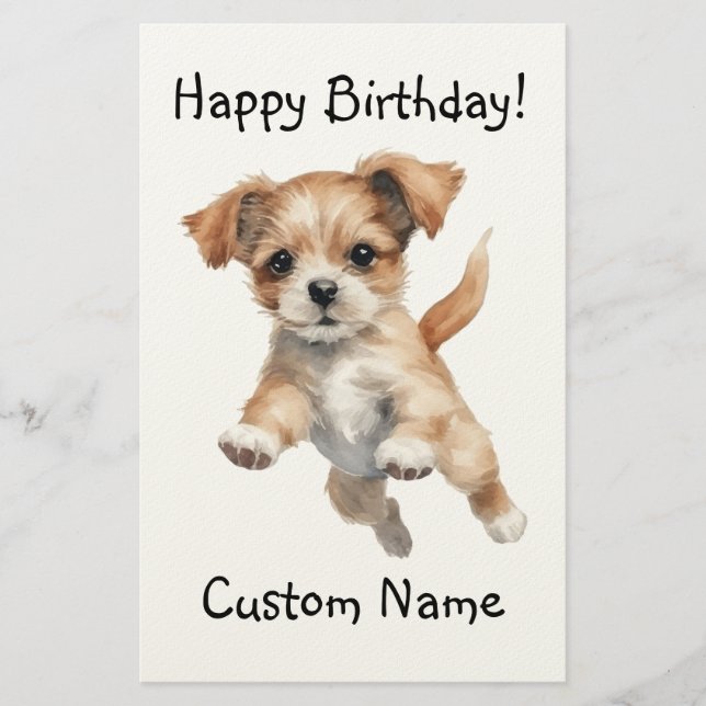 Papeterie Joyeux Jumping Dog Art - Joyeux cadeau d'anniversa (Devant)