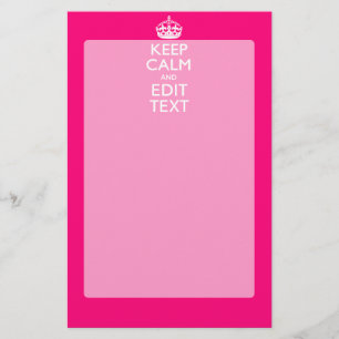 Papeterie KEEP CALM personnalisé et votre texte sur Fuchsia