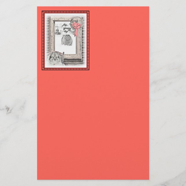 Papeterie Keeshond Noël hiver fenêtre Peinture Chien Art (Devant)