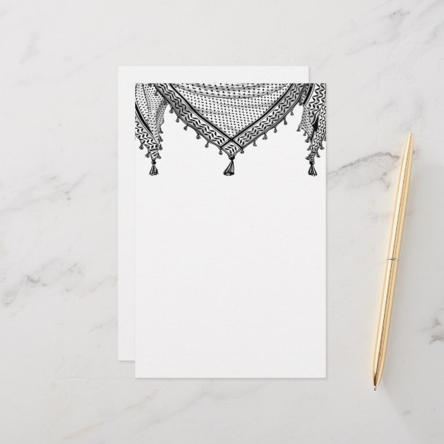 Papeterie Keffiyeh Écharpe palestinienne tissu traditionnel (Devant/Arrière en situation)