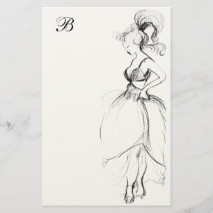 PAPETERIE LA BEAUTÉ EN ROBE BLANCHE MONOGRAMME