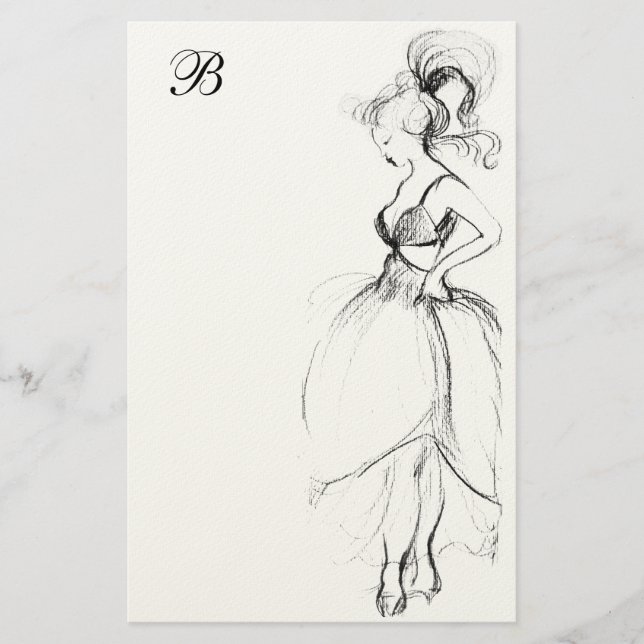 PAPETERIE LA BEAUTÉ EN ROBE BLANCHE MONOGRAMME (Devant)