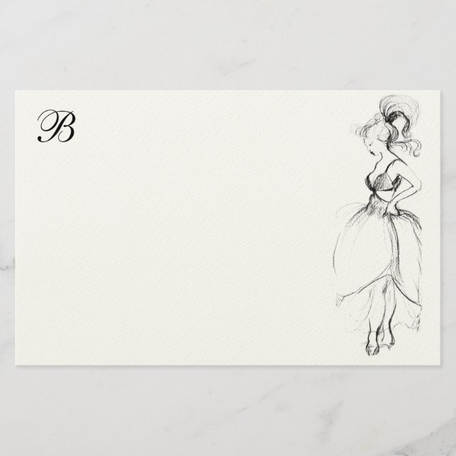 PAPETERIE LA BEAUTÉ EN ROBE BLANCHE MONOGRAMME (Devant)