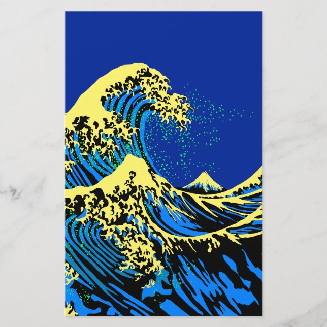 Papeterie La grande vague Hokusai dans un décor de style pop (Devant)