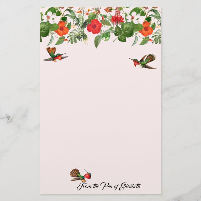 Papeterie La ketmie d'oiseaux de colibri fleurit la (Devant)