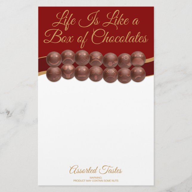 Papeterie La vie est comme une boîte de chocolats (Devant)