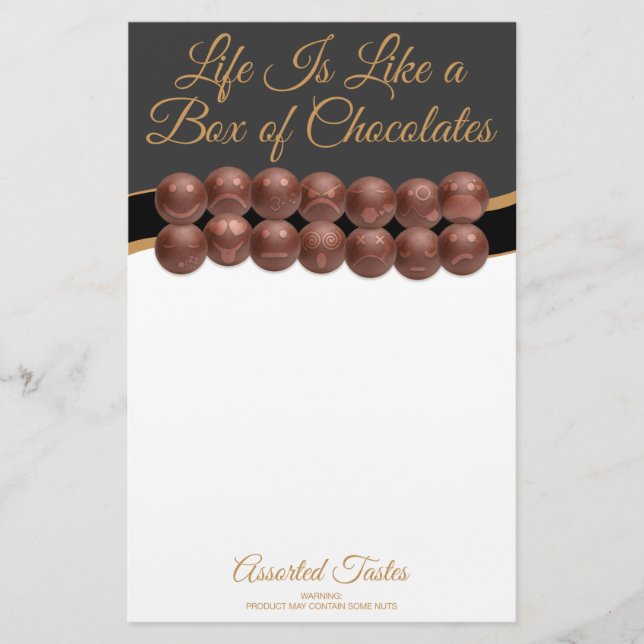 Papeterie La vie est comme une boîte de chocolats (Devant)