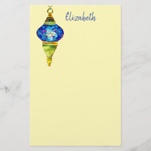 Papeterie Lampes turques mosaïque bleue aquarelle art