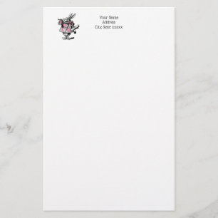 Papeterie Lapin Blanc Trompettiste Alice Av Wonderland Rose