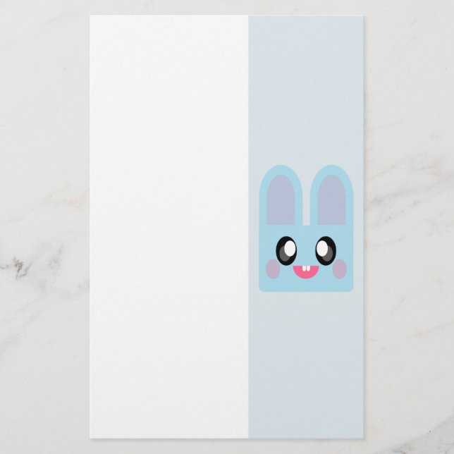 PAPETERIE LAPIN MIGNON KAWAII DE PÂQUES BLEU BÉBÉ DOUX (Devant)