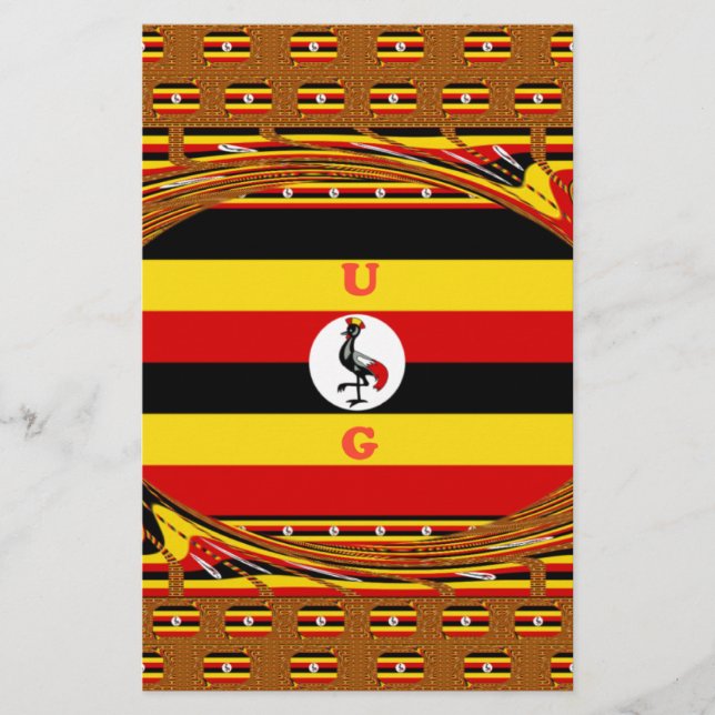 Papeterie L'Art Vibrant Ouganda Inspiré Du Drapeau (Devant)