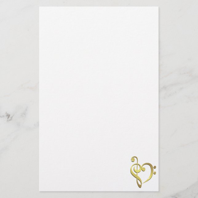 Papeterie Le coeur de musique de clef triple et de clef (Devant)