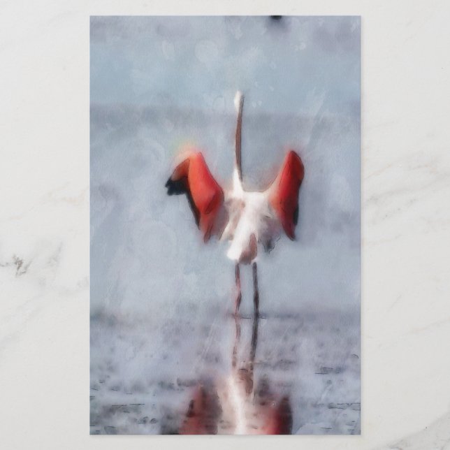 Papeterie Le Flamant rose rose en aquarelle (Devant)