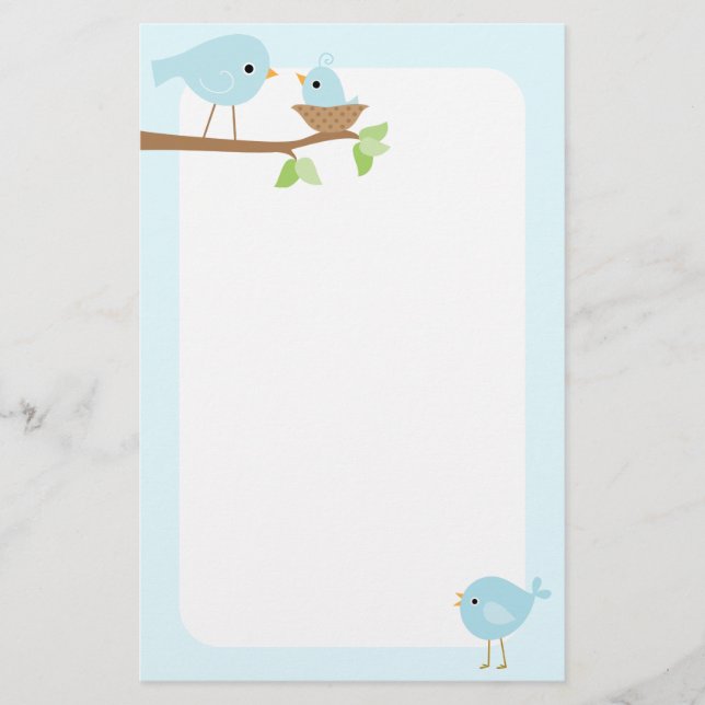 Papeterie Le nid d'oiseau de bébé (bleu) (Devant)