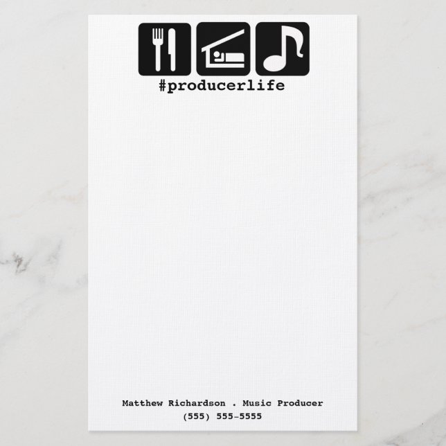 Papeterie Le noir mangent des icônes de musique de sommeil (Devant)