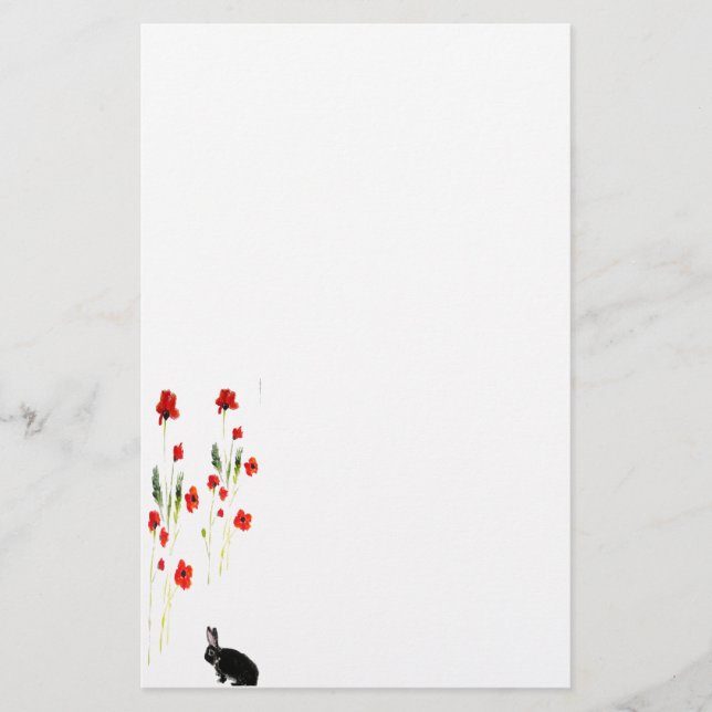 Papeterie Le pavot fleurit le lapin (Devant)