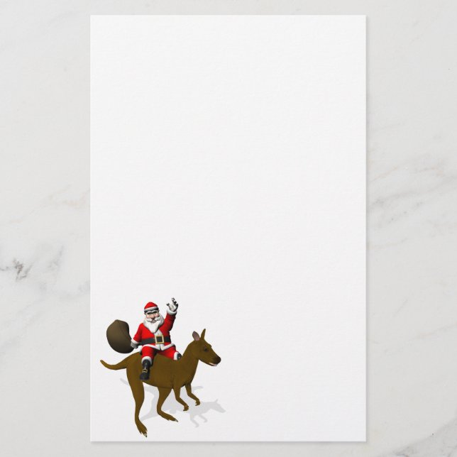 Papeterie Le Père Noël En Route Sur Kangaroo (Devant)