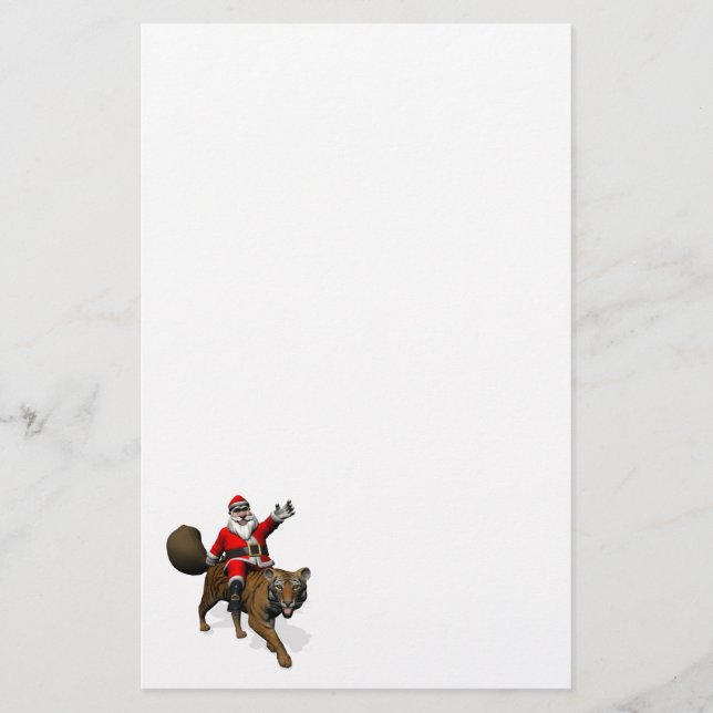 Papeterie Le Père Noël Monte Un Tigre (Devant)