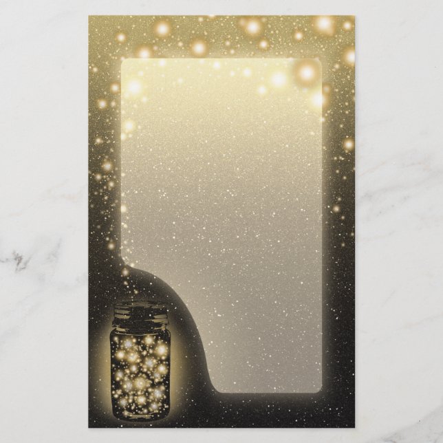 Papeterie Le pot rougeoyant de lucioles avec la nuit tient (Devant)