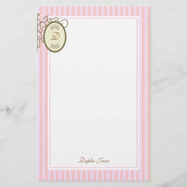 Papeterie Le rose barre la délicatesse - monogramme (Devant)