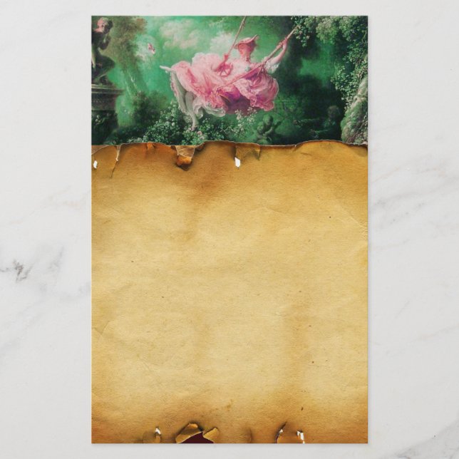 Papeterie LE SWING, Parchemin Brown, fuchsia rose verte (Devant)