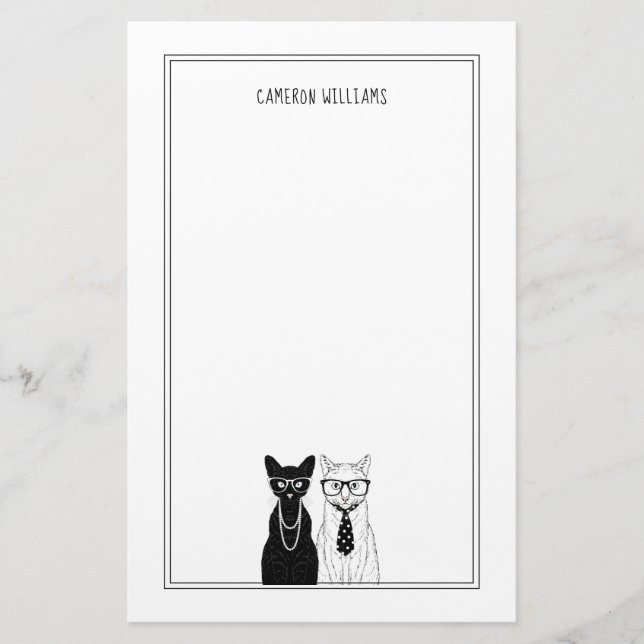 Papeterie Les couples | de chat ajoutent votre nom (Devant)