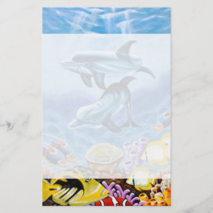 Papeterie Les dauphins et les poissons tropicaux
