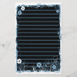Papeterie Les fleurs grunges de remous ont rayé le bleu noir
