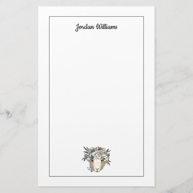 Papeterie Les moutons floraux de halo | ajoutent votre nom (Devant)