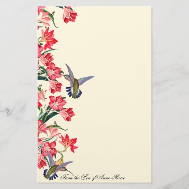 Papeterie Les oiseaux Amarylis de colibri fleurit floral (Devant)