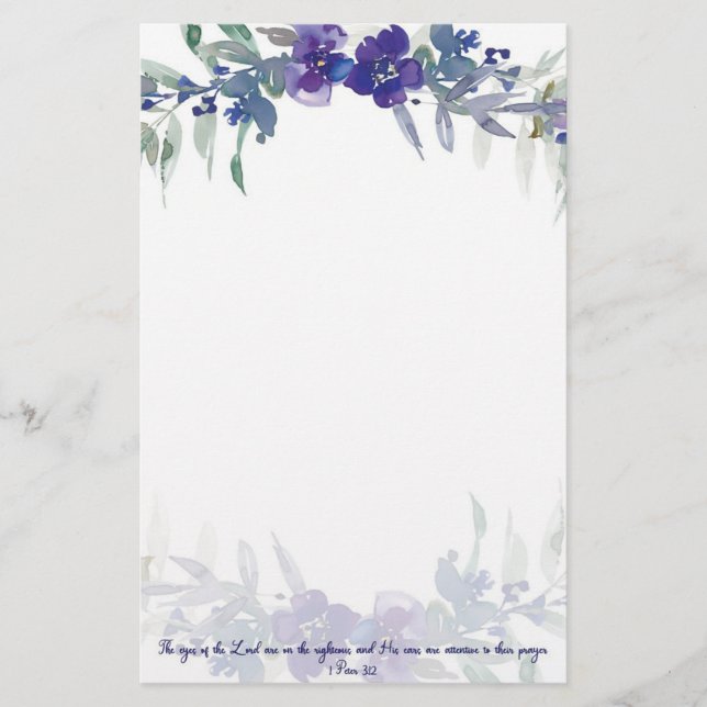 Papeterie Les yeux du Seigneur fleur violette  (Devant)