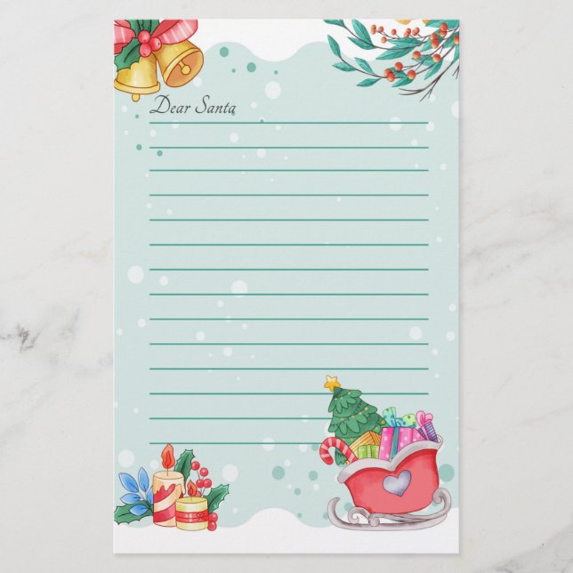 Papeterie Lettre au Père Noël des Fêtes (Devant)
