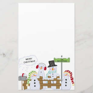 Papeterie Lettre de Noël de la famille Snowman