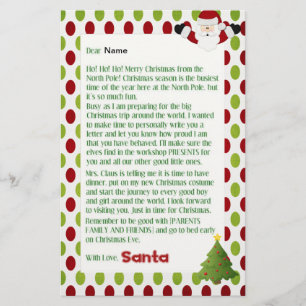 Papeterie Lettre de Père Noël