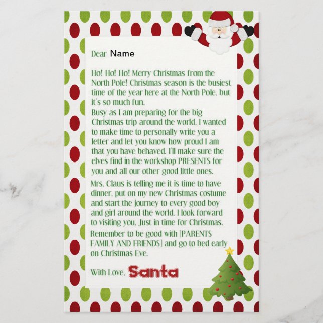 Papeterie Lettre de Père Noël (Devant)