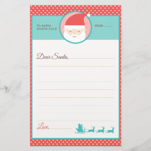 Papeterie Lettre Polka point mignonne à Père Noël