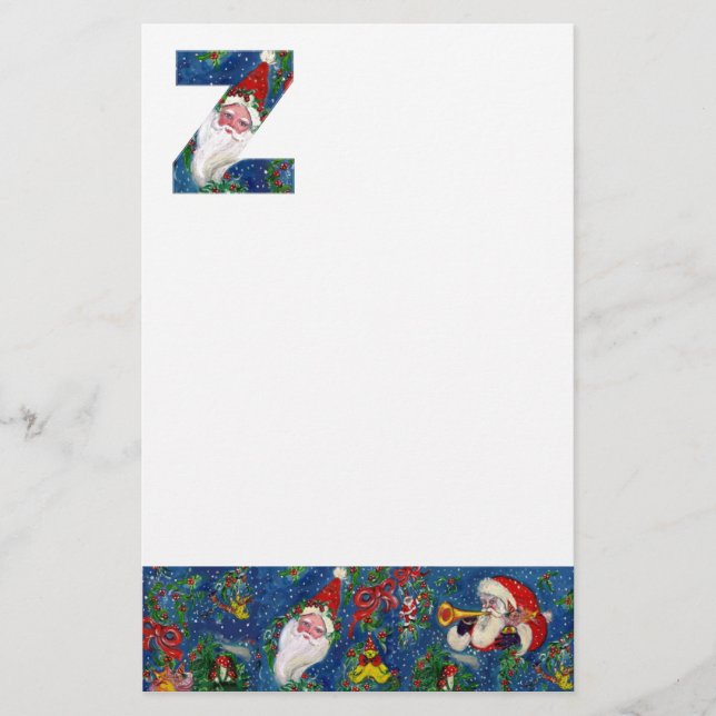 PAPETERIE LETTRE Z DE NOËL / SANTA CLAUS AVEC RIBBON ROUGE (Devant)