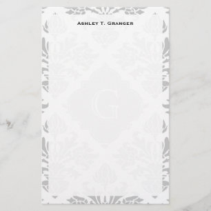 Papeterie Lg Gris Blanc Floral Damas #3 Gris Étiquette Mono
