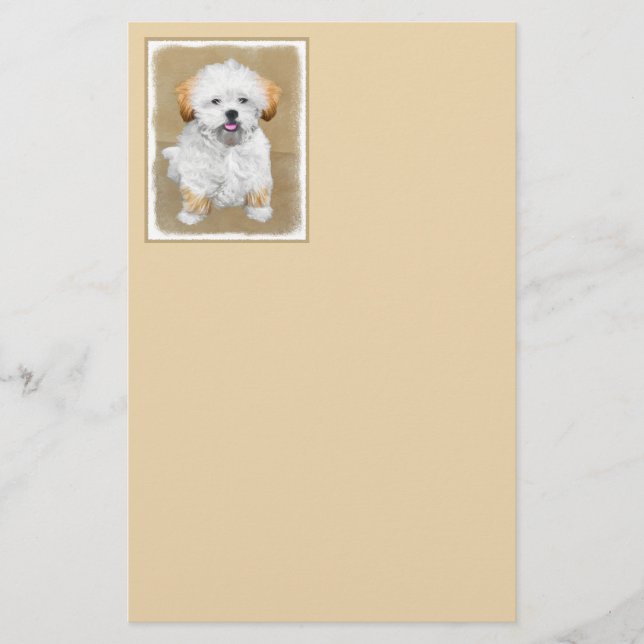 Papeterie Lhasa Apso Puppy Peinture - Cute Original Chien Ar (Devant)