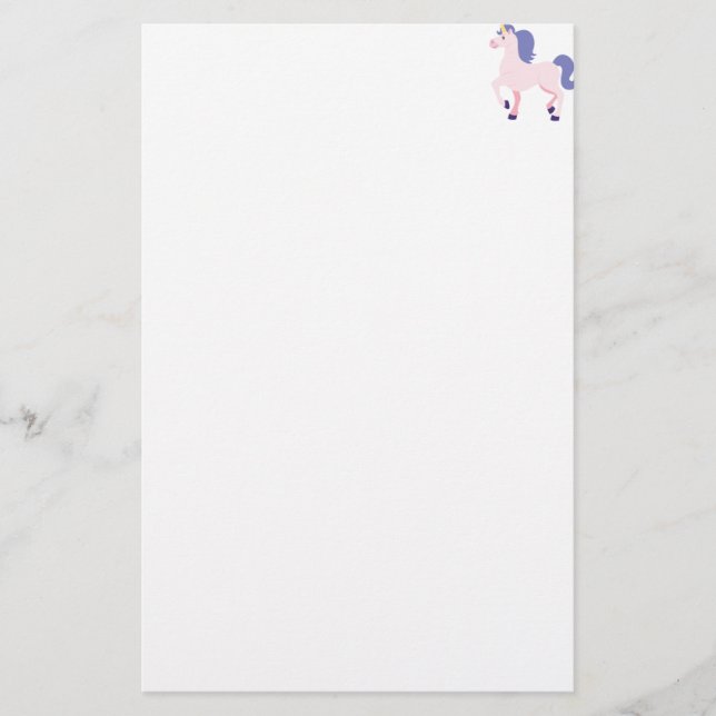 Papeterie Licorne rose de bande dessinée avec la crinière et (Devant)
