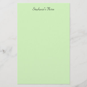 Papeterie Light Pastel Green Monogram Nom Couleur personnali
