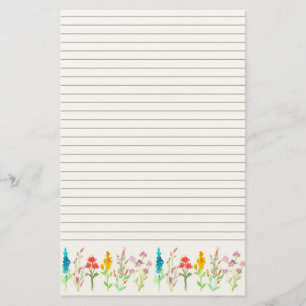 Papeterie lignées aquarelle Fleurs Sauvages pour l