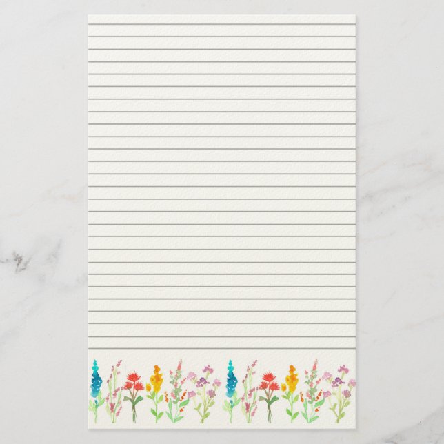 Papeterie lignées aquarelle Fleurs Sauvages pour l (Devant)